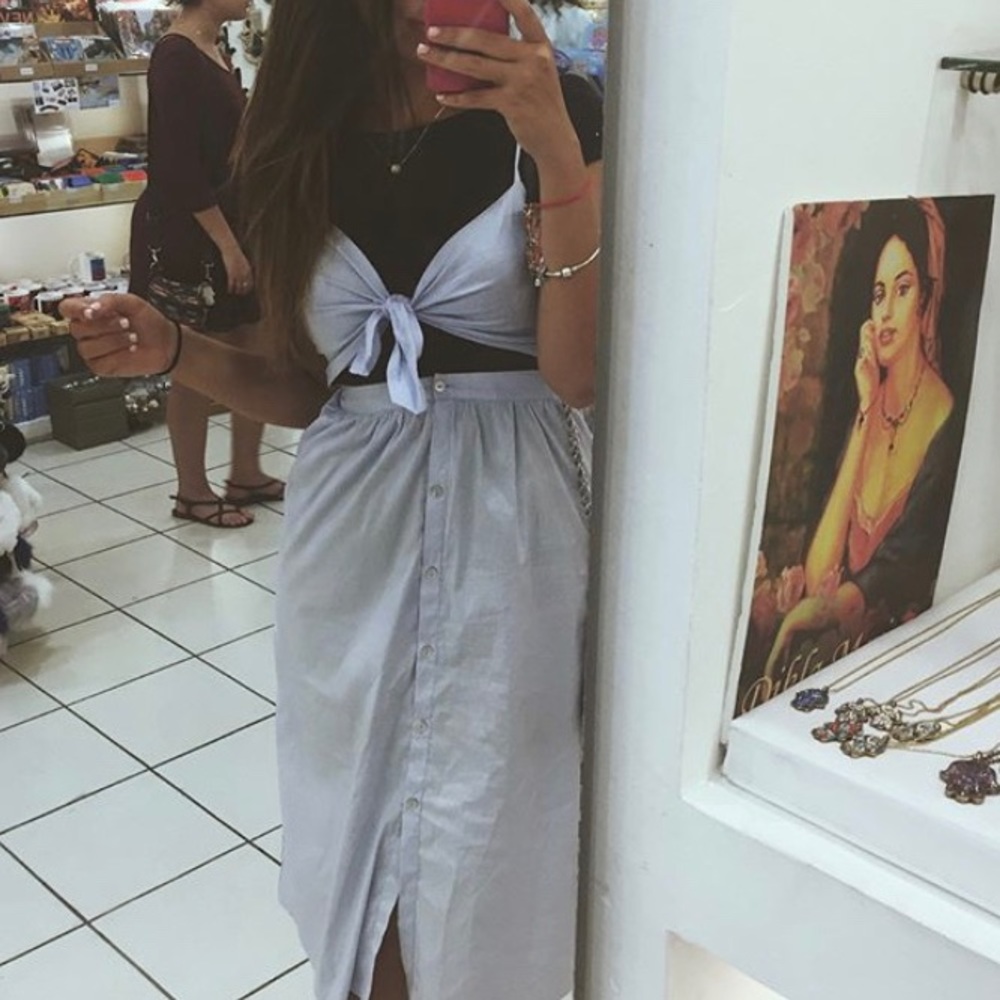Zara Woman blue and white striped dress